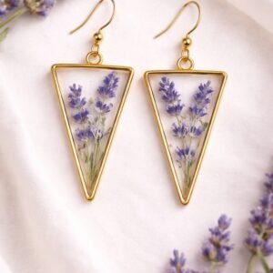 lavender bloom resin earrings
