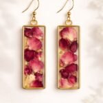 handmade resin earrings with rose petals